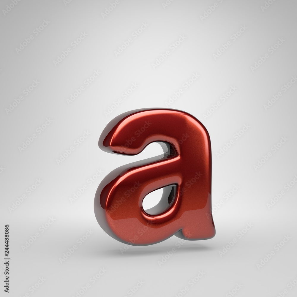 3D letter A lowercase. Red metallic letter isolated on white background 3D letter A lowercase. Red metallic letter isolated on white background