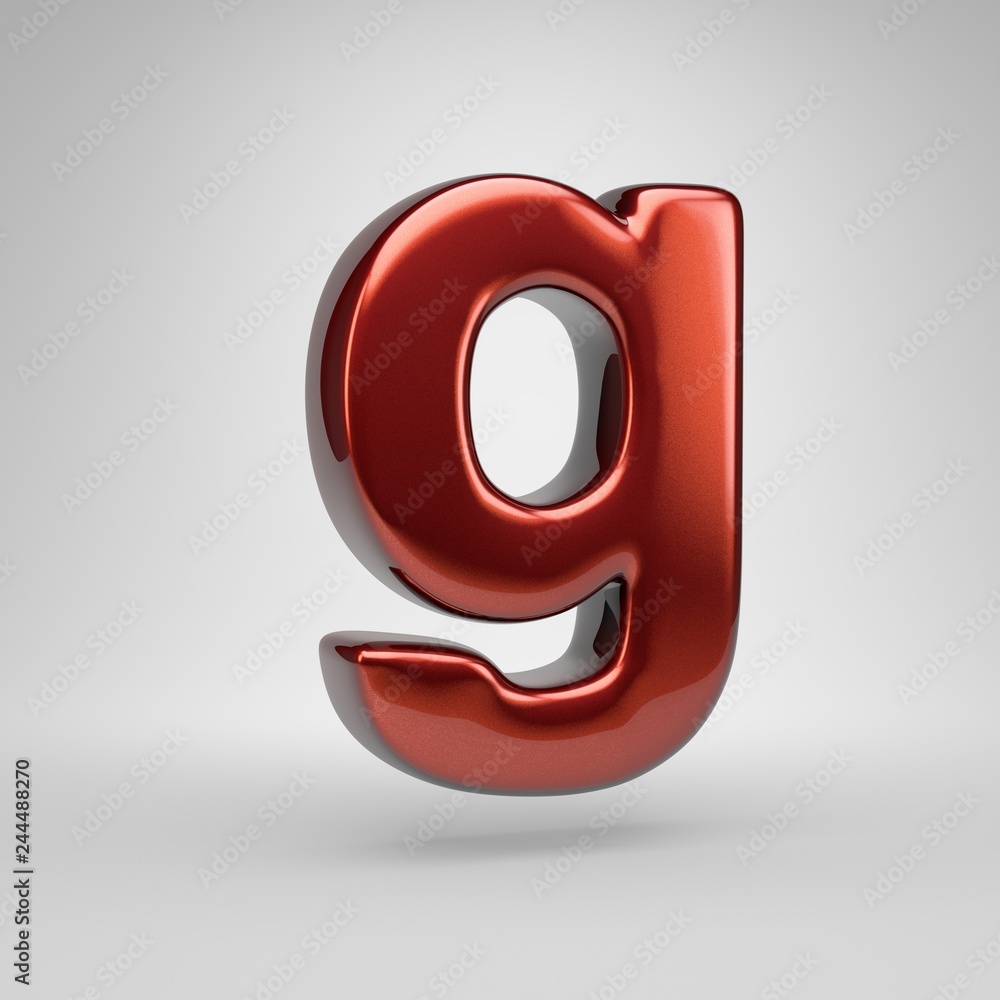 3D letter G lowercase. Red metallic letter isolated on white background 3D letter G lowercase. Red metallic letter isolated on white background