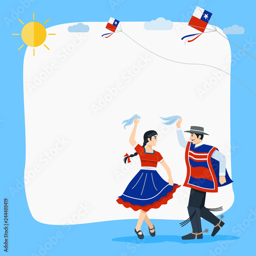 Fiestas Patrias - Independence Day celebration of Chile Spanish phrase.