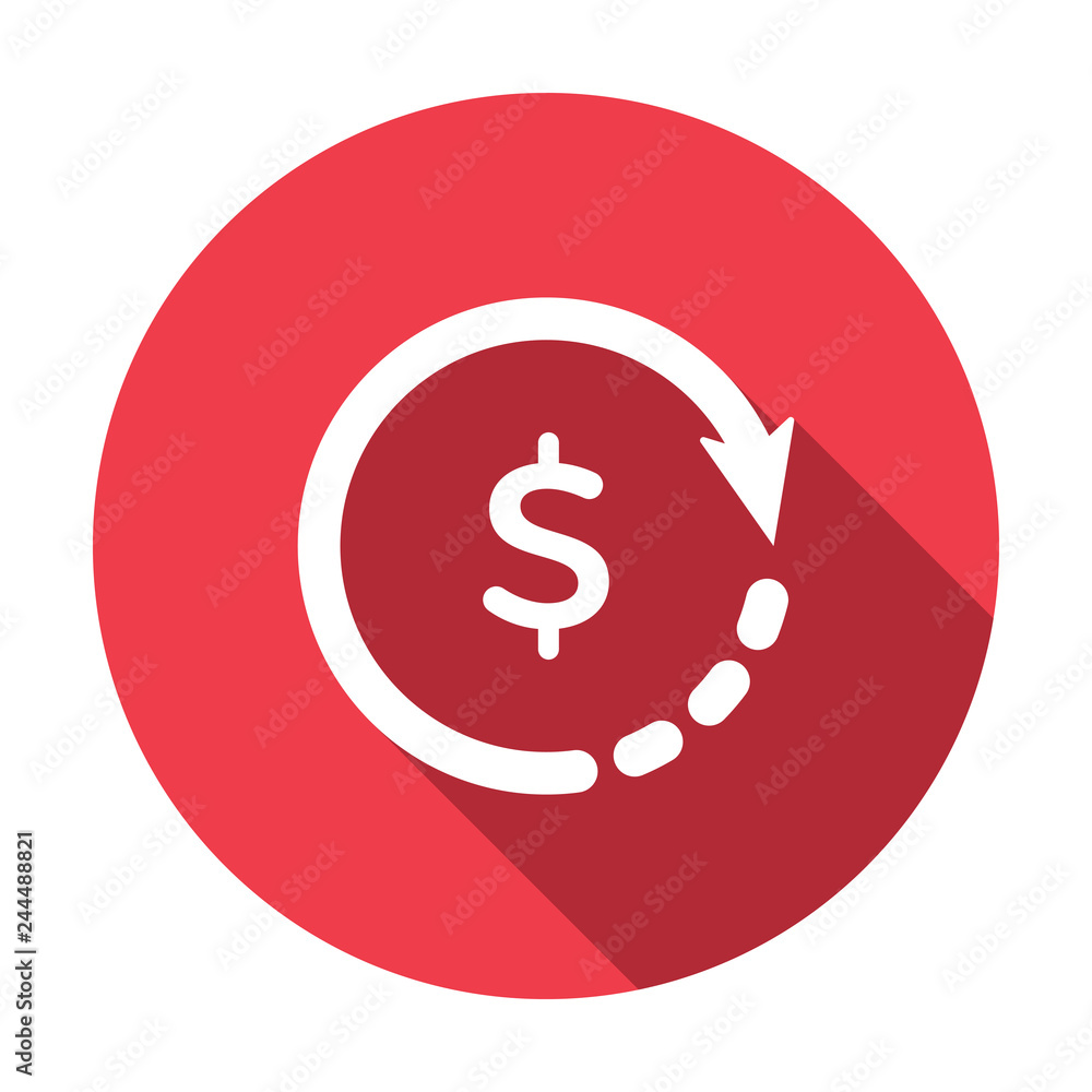 Obraz premium Clock with dollar sign. Time is money concept, clock and coin, long term financial investment, superannuation savings, future income, annual revenue, money profit and benefit, vector flat flat icon