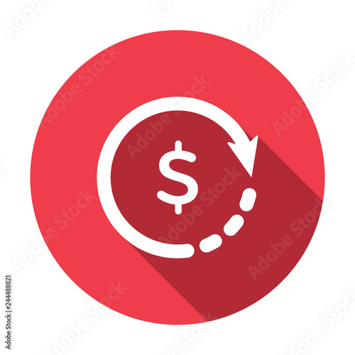 Clock with dollar sign. Time is money concept, clock and coin, long term financial investment, superannuation savings, future income, annual revenue, money profit and benefit, vector flat flat icon