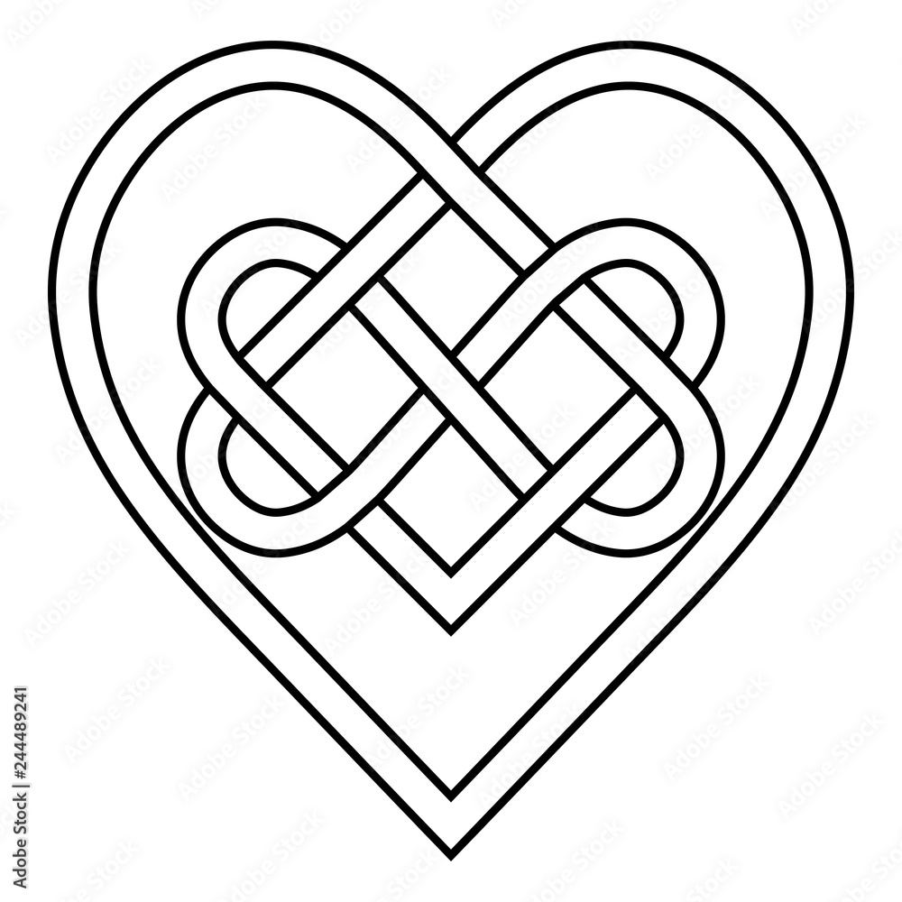Celtic knot rune bound hearts infinity vector symbol sign of eternal love,  tattoo logo pattern of hearts Stock Vector | Adobe Stock