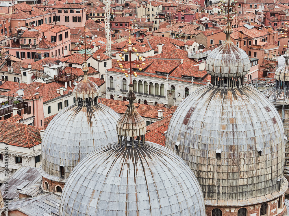 View from from Campanile di San Marco, the bell tower of St Marks Basilica, Venice, Italy
