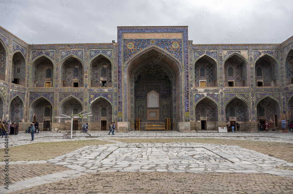 Courtyard of Sherdar Madrasa on Registan Square in Samarkand, Uzbekistan