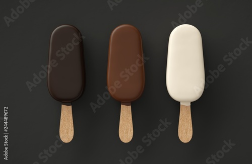 Three ice creams three chocolates photo