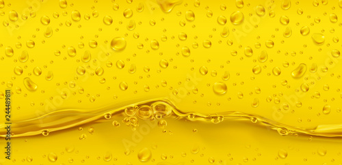 Drops. Golden seamless pattern. 3d realistic vector