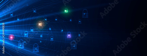Cybersecurity and information or network protection. Future technology web services for business and internet project