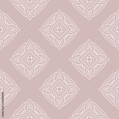 Seamless geometric pattern in florral style. Simple fashion fabric print. Vector repeating tile texture. Beige color photo