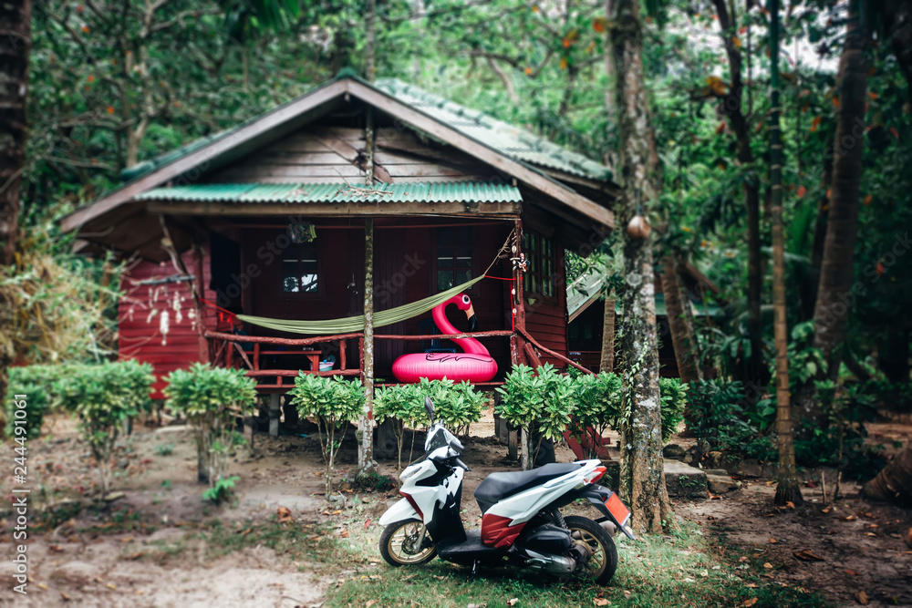 Bungalow and pink flamingo, Koh Chang Bungalow and pink flamingo, Koh Chang
