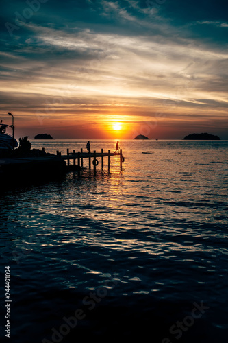 Sunset at the pier, koh chang island