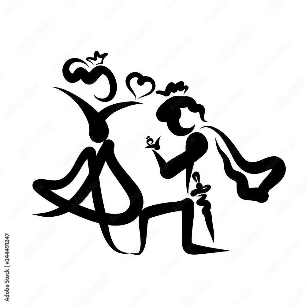 Prince in love gives ring to happy princess Prince in love gives ring to happy princess