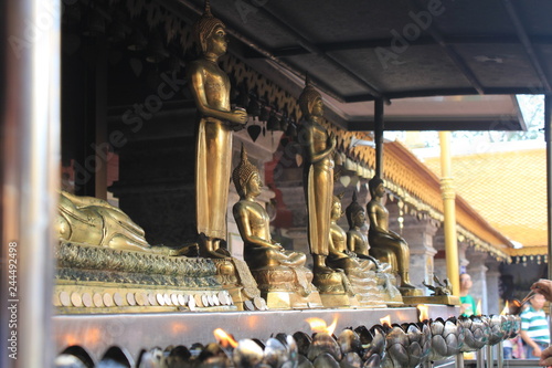Buddha statue in the Thai temple that is for buddhist prayers.