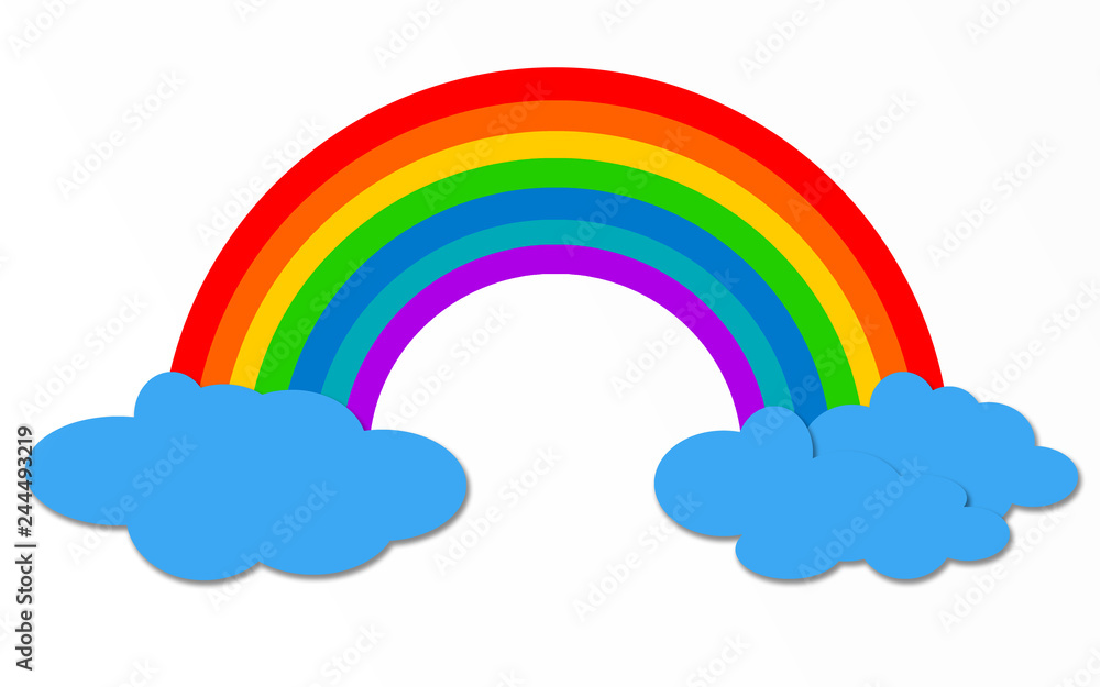 Color rainbow with clouds isolated Color rainbow with clouds isolated