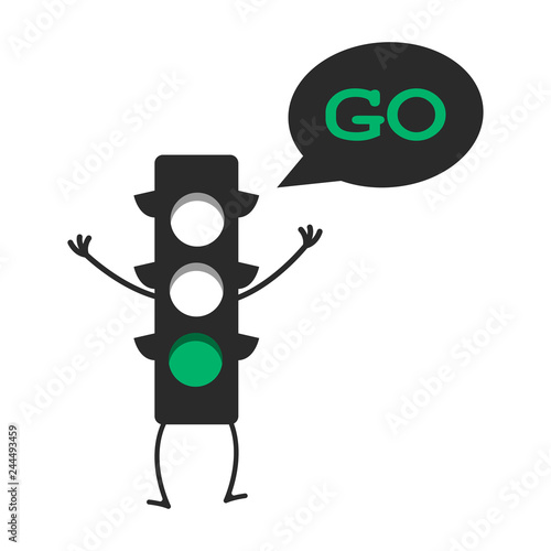 illustration of traffic light cartoon with traffic sign go
