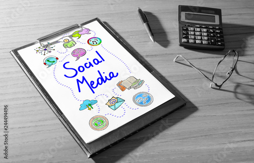Social media concept on a desk