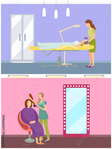 Cosmetician Cosmetic Care Treatment Set Vector