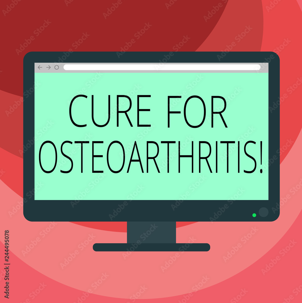 Text sign showing Cure For Osteoarthritis. Conceptual photo Treatment for the pain and stiffness of joints Blank Computer Desktop Monitor Color Screen Mounted with Progress Bar Text sign showing Cure For Osteoarthritis. Conceptual photo Treatment for the pain and stiffness of joints Blank Computer Desktop Monitor Color Screen Mounted with Progress Bar