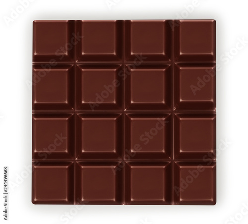 Dark chocolate bar isolated on white background