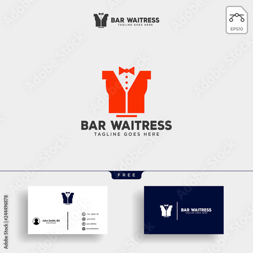 waitress bar, or waiter creative logo template vector illustration