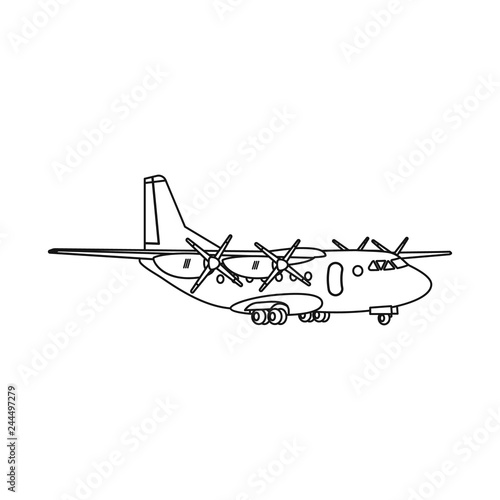 Isolated object of plane and transport icon. Set of plane and sky stock symbol for web.