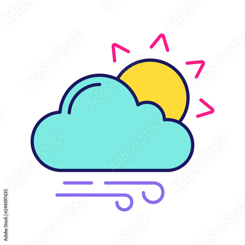 Partly cloudy and windy color icon