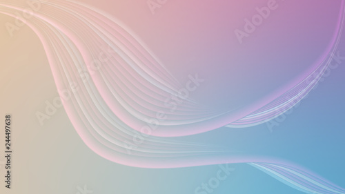 Horizontal abstract color background with blurred flow effect. Wallpaper template is soft pink, blue and beige gradient. Vector illustration.