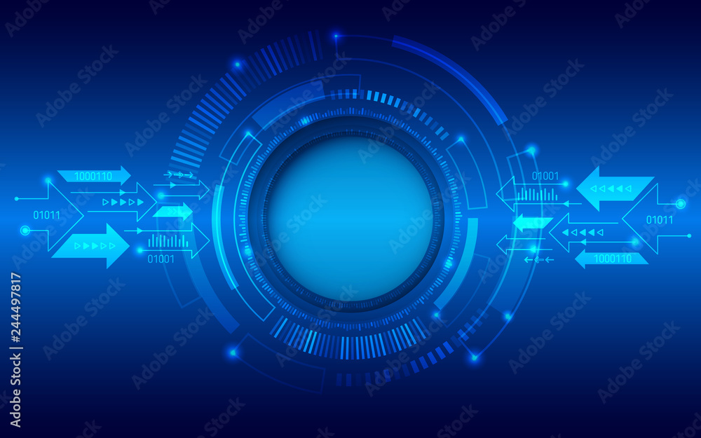 Abstract blue background with various technology elements. Hi-tech communication concept. Connection structure vector illustration. Abstract blue background with various technology elements. Hi-tech communication concept. Connection structure vector illustration.