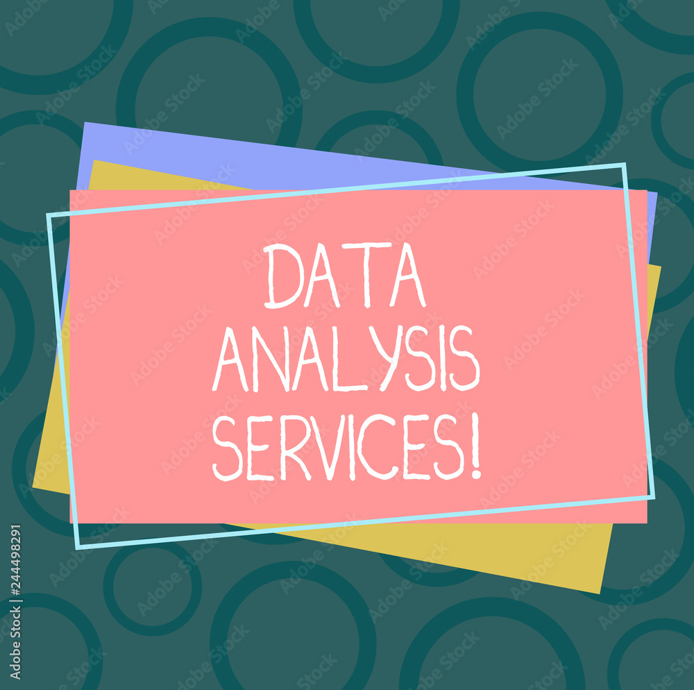 Handwriting text Data Analysis Services. Concept meaning an analytical data  engine used in decision support Pile of Blank Rectangular Outlined  Different Color Construction Paper Stock Illustration | Adobe Stock