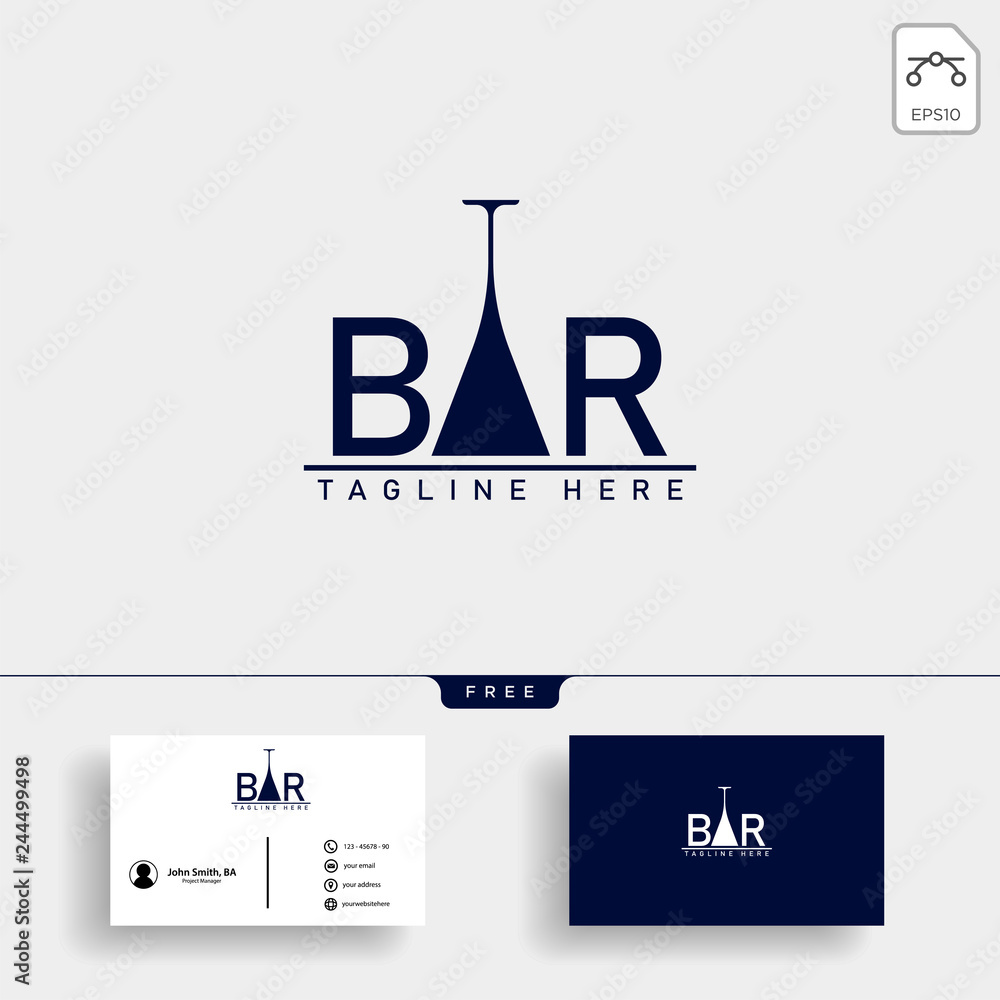 wine and bar type logo template vector illustration - obrazy, fototapety, plakaty 