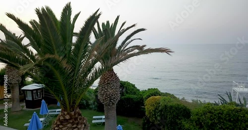 beautiful view from the top of the ocean with waves photo