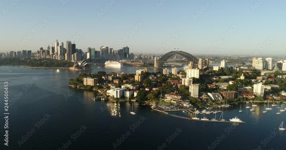 Landing down to water surface above Sydney harbour in view of Kirribilli suburb with the Sydney harbour bridge and city CBD landmarks.
Landing down to water surface above Sydney harbour in view of Kirribilli suburb with the Sydney harbour bridge and city CBD landmarks.