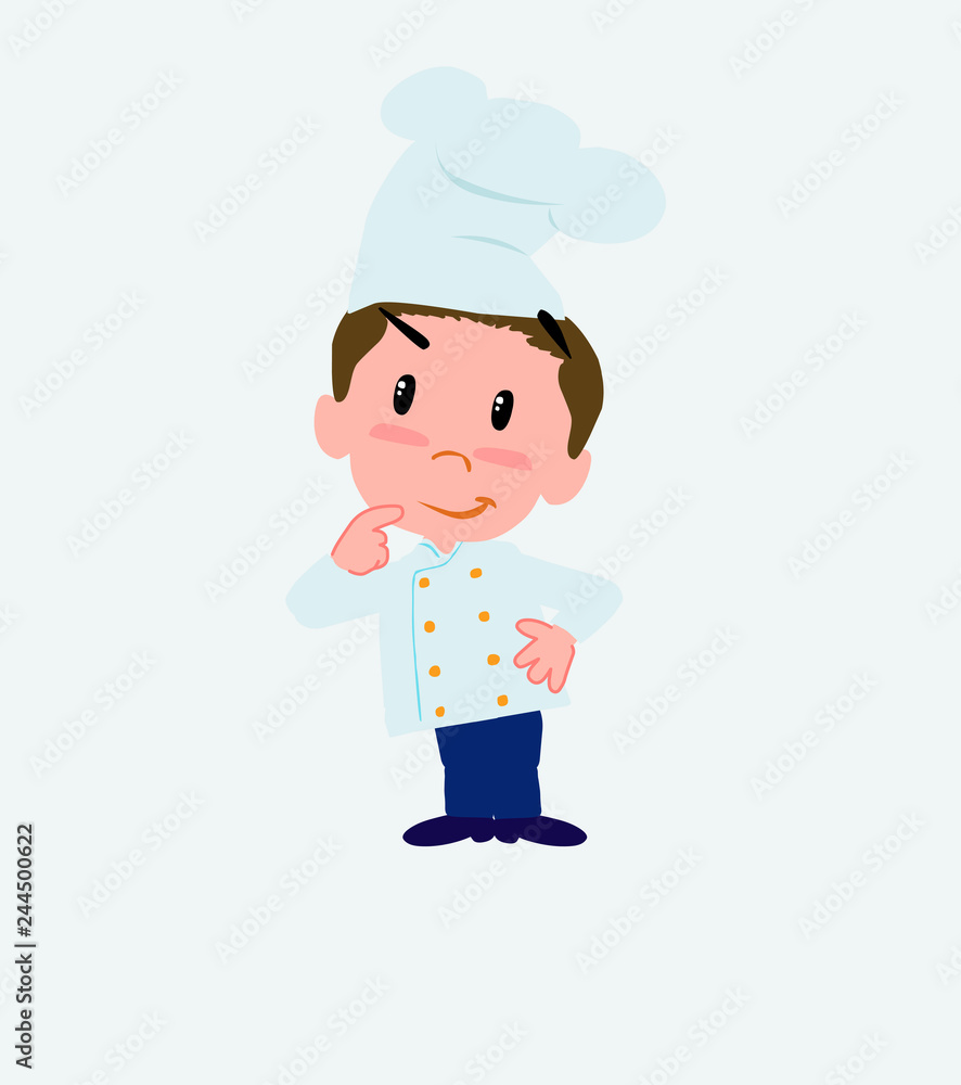 Chef thoughtful and happy. Chef thoughtful and happy.