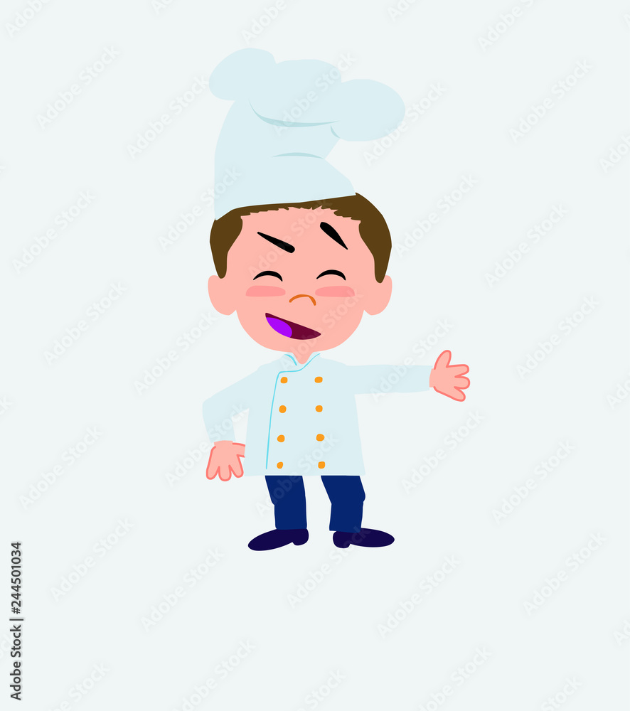 Chef showing something in an optimistic and positive attitude. Chef showing something in an optimistic and positive attitude.