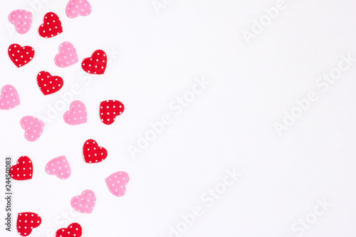 Red  hearts on white background