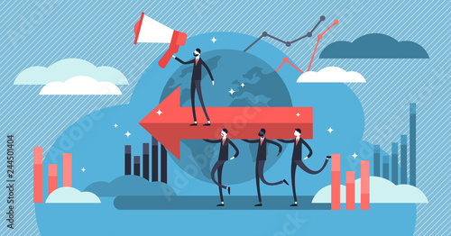 Leadership vector illustration. Flat tiny persons concept or group teamwork