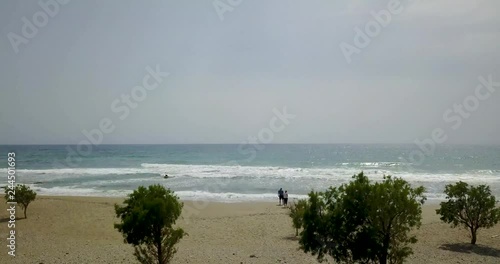 beautiful view from the top of the ocean with waves, asia photo