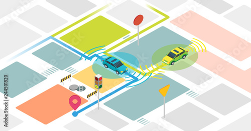 Self driving cars vector illustration