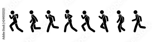 man runs frame motion, stick figure people