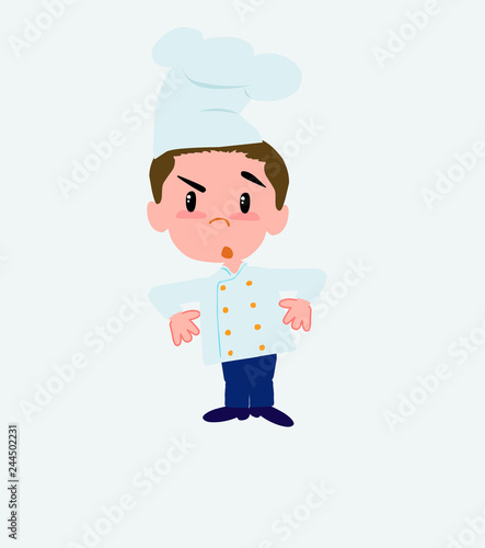 Chef with an expression of unpleasant surprise.