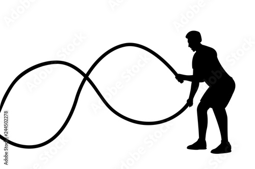  battle rope workout,vector illustration, silhouette