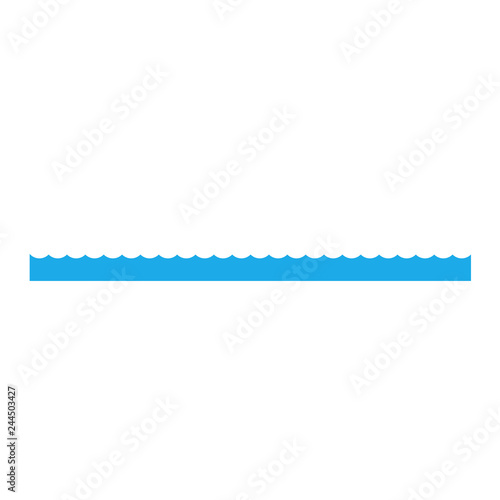Wave icon. Water stream symbol. Blue flat web icon on white background. Vector
