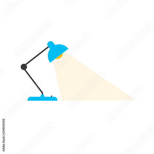 Table office lamp. Desktop electric. Vector illustration flat design. Isolated on white background. Silhouette lamp. Electrical bulb.