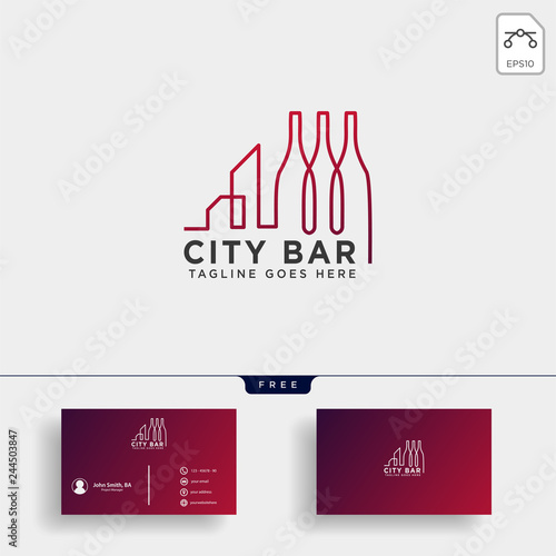 city bar, drink club creative logo template vector illustration