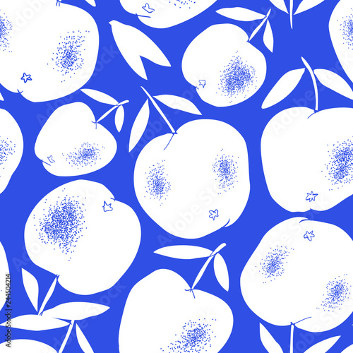 Seamless pattern of hand drawn genteel apples.