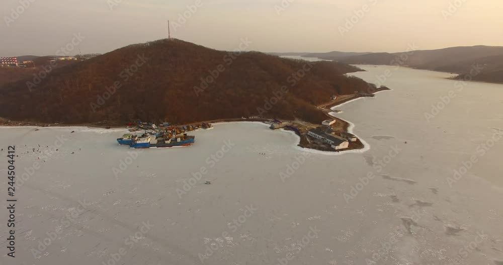 Air view of Novik Bay in winter. Vladivostok, Russia Air view of Novik Bay in winter. Vladivostok, Russia