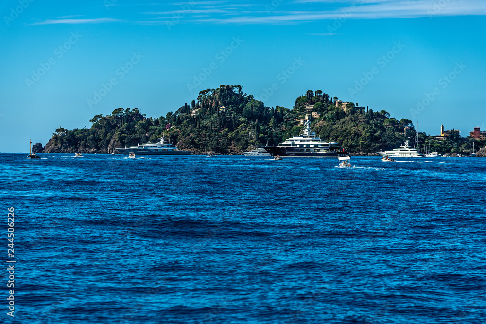 Naklejka premium Superyacht at anchor at Portofino