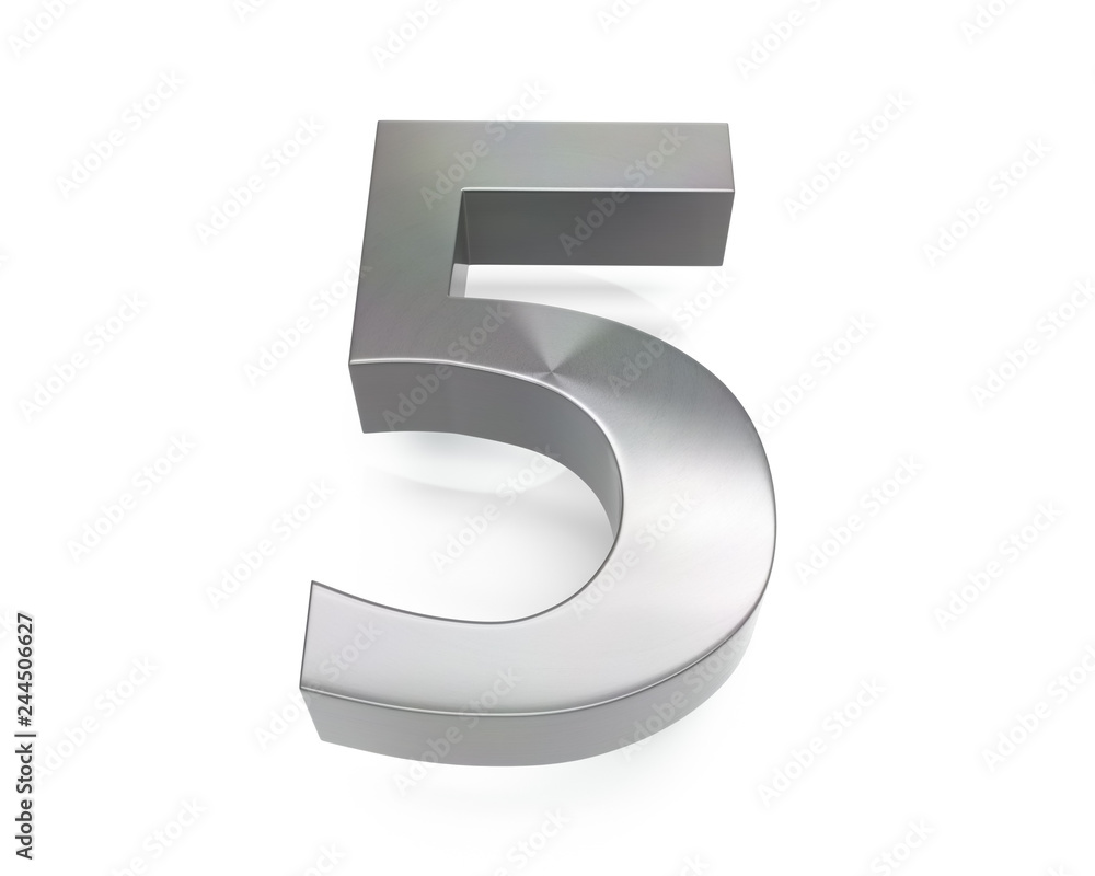 Fototapeta premium 3d brushed metal five number