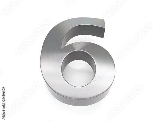 3d brushed metal six number