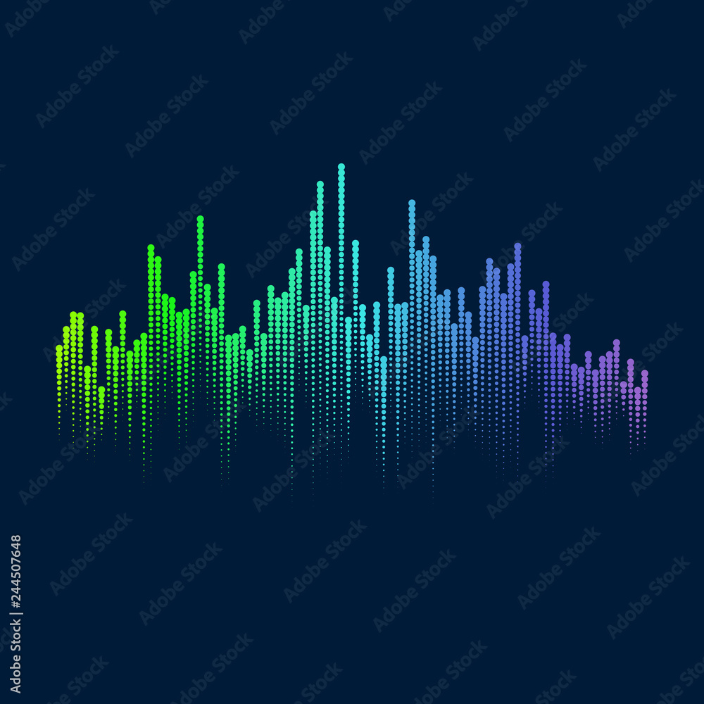 Abstract vector element for music design with equalizer. The dynamic line