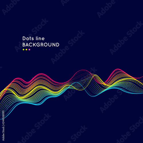 Modern dynamic background with bright lines and dots. Vector illustration